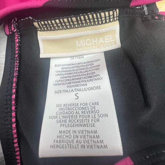Michael Kors Two-Piece Swim Suit Pink and Black Stripes Size Small New with Tags - Picture 7 of 11
